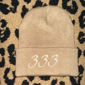Angel Numbers 333 Tan Beanie